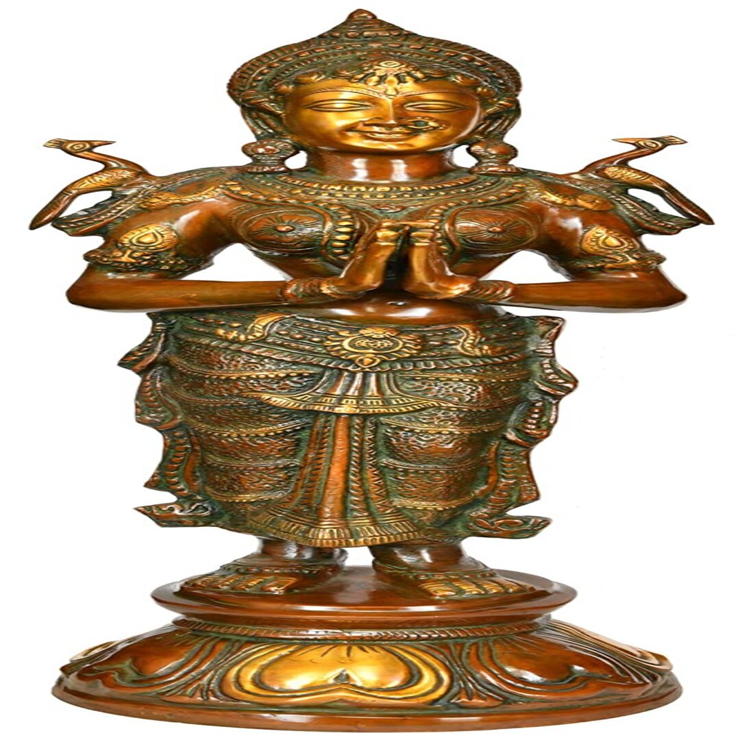 Namaste Welcome Lady Brass Statue