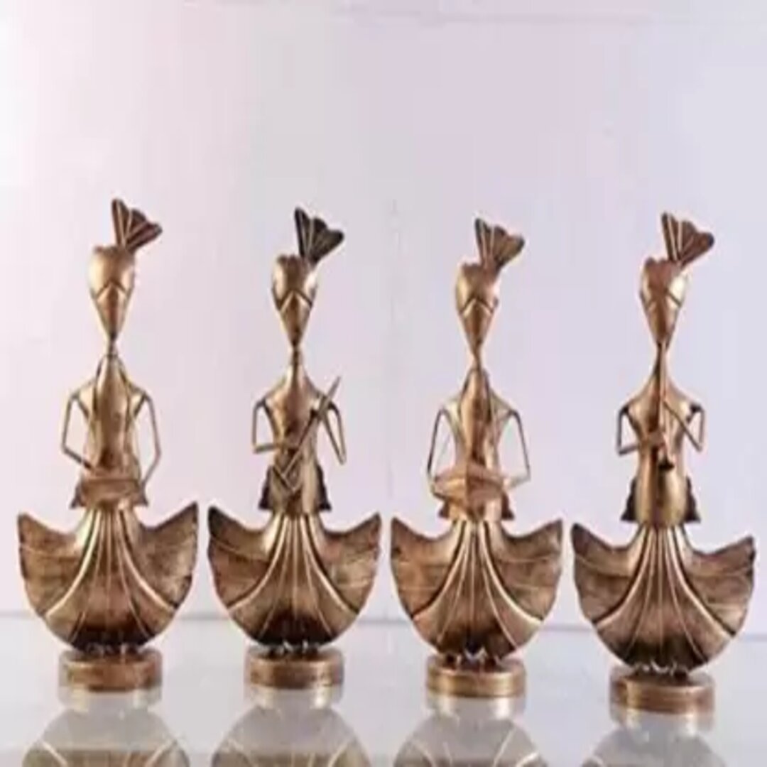 4 Sardar With Musical Instruments For Decoration Purpose Made With Iron