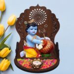 Hand Carved Baby Krishna Resin Sculpture Lord Krishna Makhan Chor Idol