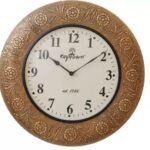 Wooden clock Coated With Brass For Wall Hanging