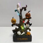 Halloween Pumpkin Light Statue Welcome Figurines for Shelf Wine Cabinet