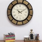 Brass Coated Wooden Clock For Wall Hanging Beautiful Home Decor Product