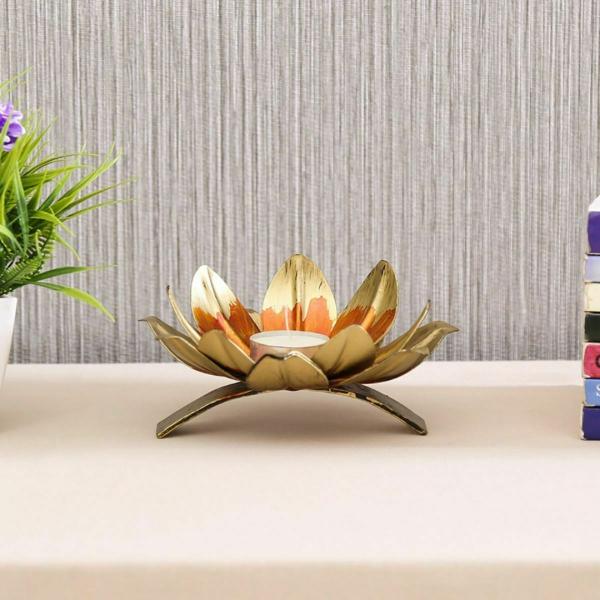 Vica One Stand Lotus Structure Table Decor Item Made With Iron
