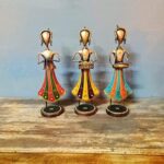 3 Lady Colored Painted With Musical Instruments Made with Iron