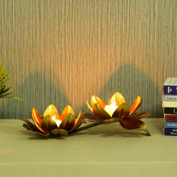 Beautiful Vinca 2 Stand Lotus Flower Decoration For Table Made With Iron