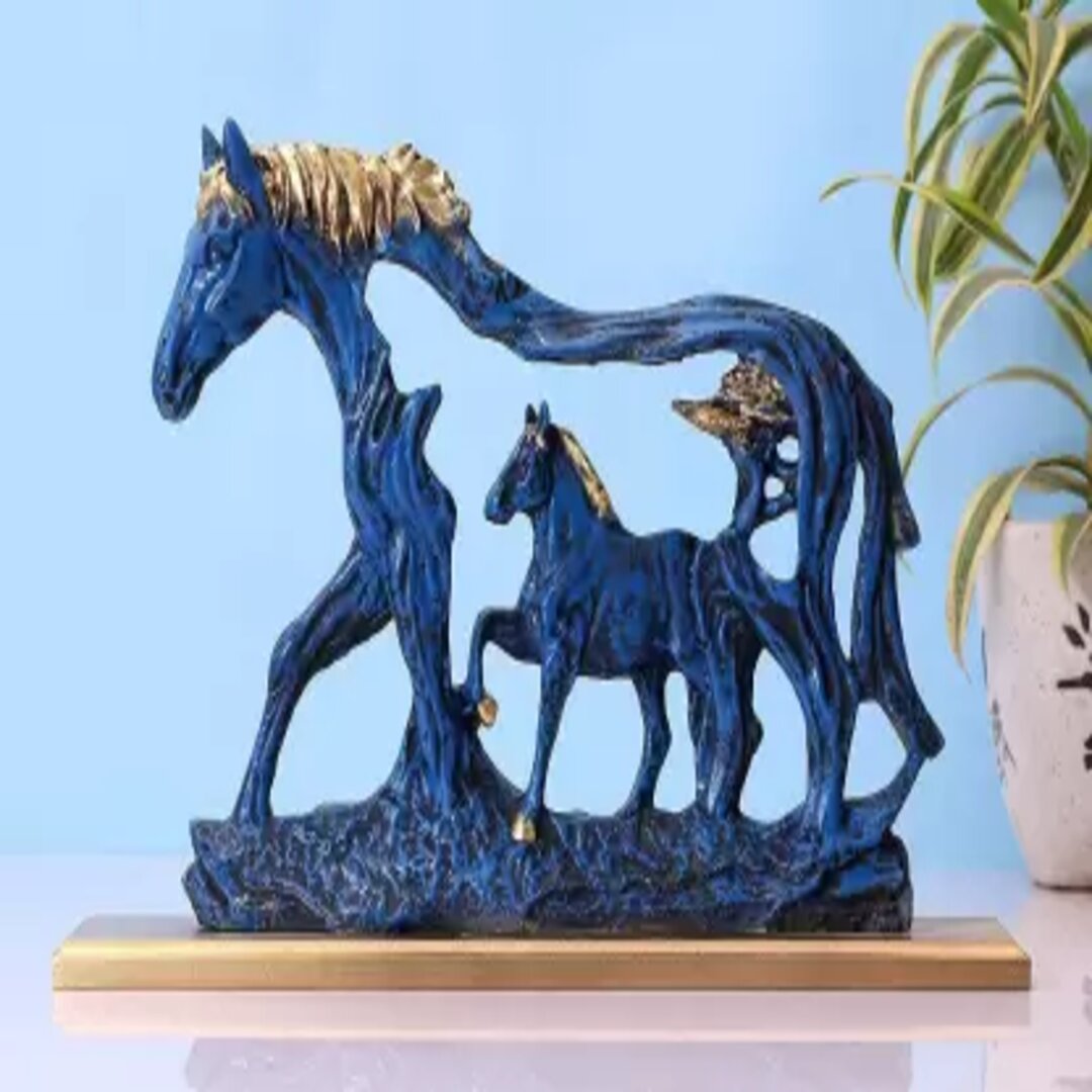 Handcrafted Horse Statue with Baby Horse Animal Figurines Decorative Showpiece for Home