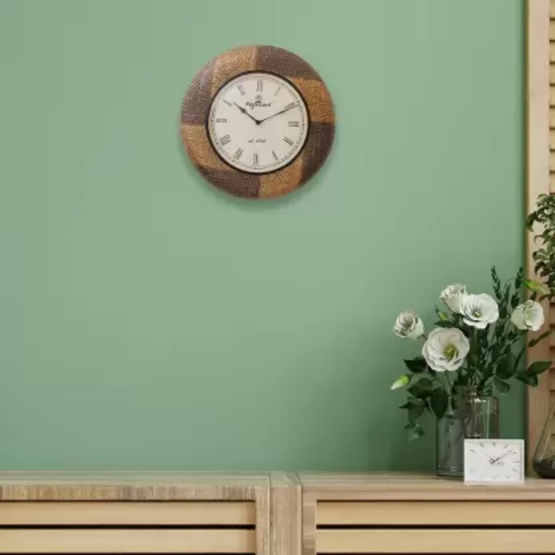 Wooden Clock For Wall Hanging Beautiful Look With Brass Coated
