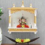 Gold Sheesham Wood Temple Handicraft Without Door