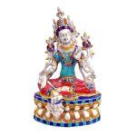 Brass Multicolor Tara Devi Buddha Religious Statue Home Decor Height 14 Inch