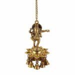 Brass Ganesh Ji (9 Diya) (24 inches and 1.5 Kg) with 17 inch Chain Ethnic Design Handmade Oil Wick Antique Diya