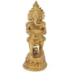 Lord Ganesh Holding A Diya Hindu Decor Indian Brass