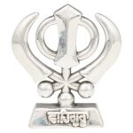 999 Pure Silver (CHANDI) Punjabi Khanda Sahib Idol (Symbol of Sikh Faith) for Home Decor, Car Decor, Pooja and Gifting Purpose – Big Size 14 Grams