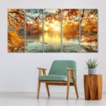 Leaves Tree and Lake painting for living room bedroom home and office wall decor Wall Hanging Landscape