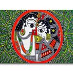 Madhubani Art Canvas Painting|Sri Ram and Sita