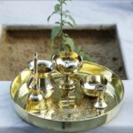 Pure Brass Pooja Thali Set with Ashtmangal Beeded Design