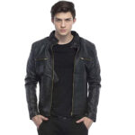 Taajoo Mens Solid Designer Faux Leather Jacket (Black)