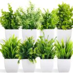 Artificial Plastic Eucalyptus Plants Small Indoor Potted Houseplants, Small Faux Plants for Home Decor Bathroom Office Farmhouse (Set 0F 8)
