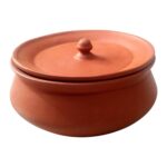 Clay Pot with Lid for Cooking/Clay Handi/Mitti Handi, 550 ML. Color: Brown.