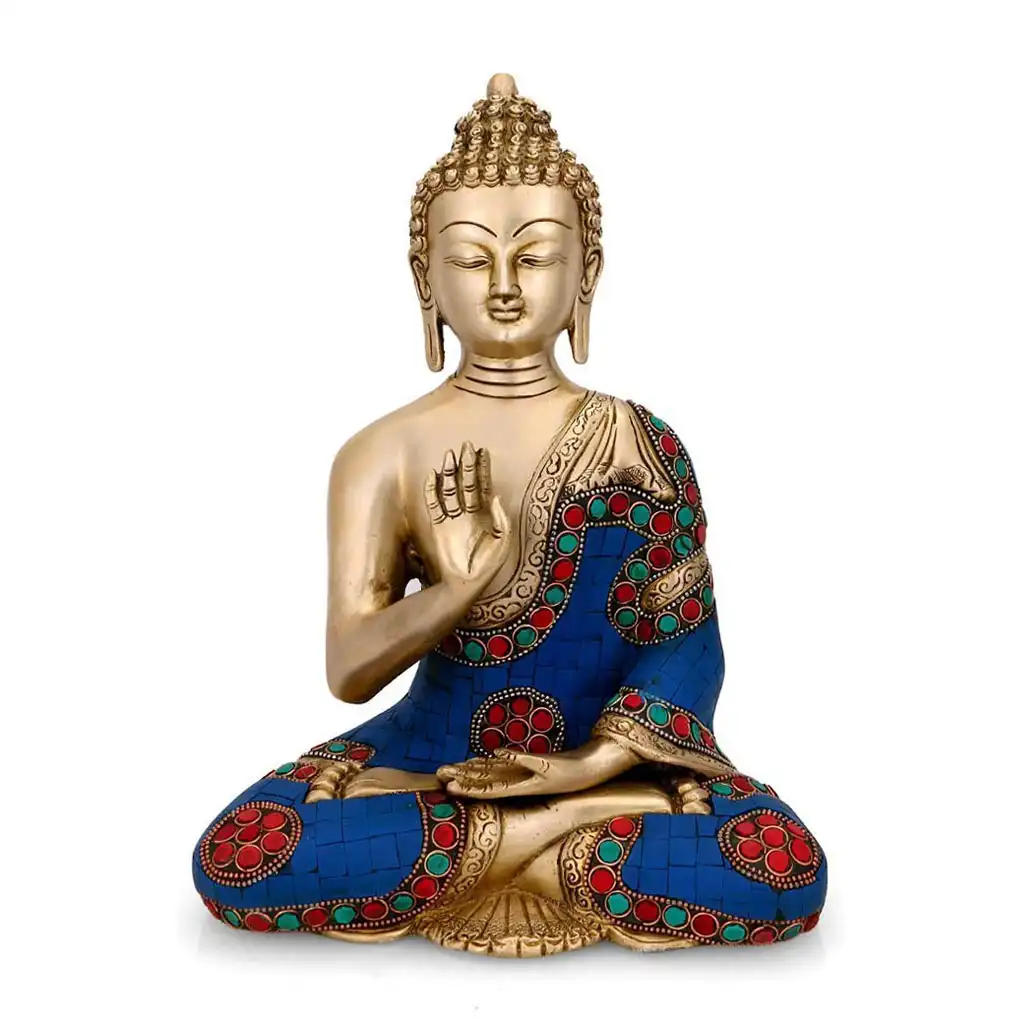 brass sitting buddha idol statue