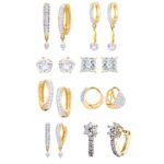 Earring Gold Plated American Diamond Earrings Combo Of 8 Pairs Jewellery For Women & Girls