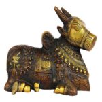 Nandi Idol – Bull Pose – Red Color – Brass Idol – Home Decor