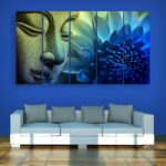 Multiple Frames Religious Buddha Wall Painting for Living Room, Drawing Room, Bedroom, Office, Hotels etc