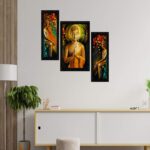 Set of 3 Gautam Buddha Framed Painting For Wall Hanging