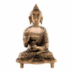 Brass Statue Idol Murti Buddha in Blessing Posture Brown Color for Home Living Room Office Table Decoration Religious Gift