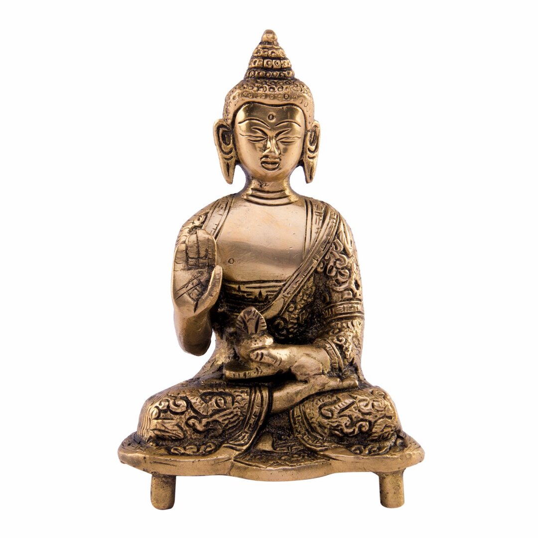 Brass Statue Idol Murti Buddha in Blessing Posture Brown Color for Home Living Room Office Table Decoration Religious Gift