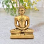 Brass Mahavir Sitting Statue For Home Decor And Temple