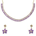 Jewellery Set Gold Plated American Diamond Necklace Set With Earrings Jewellery for Women & Girls