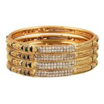 Gold Plated Brass American Diamond Studded Meenakari Bangle Set Jewellery For Women & Girls