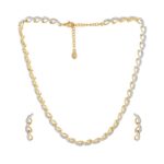 Golden Color With White Diamond Necklace Set for Women and Girls