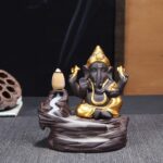 Ganesha Smoke Fountain Backflow Waterfall Cone Incense Holder Showpiece Statue